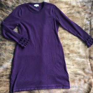 Purple Ruffle Sweater Dress